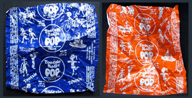blue and orange wrappers